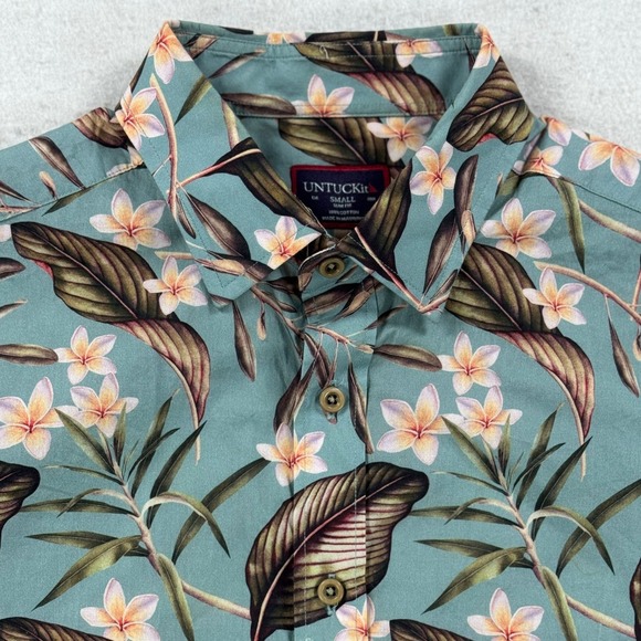 UNTUCKit Other - UNTUCKit Damien S/S Slim Fit‎ Floral Tropical Cotton Shirt Blue Mens Small 41139